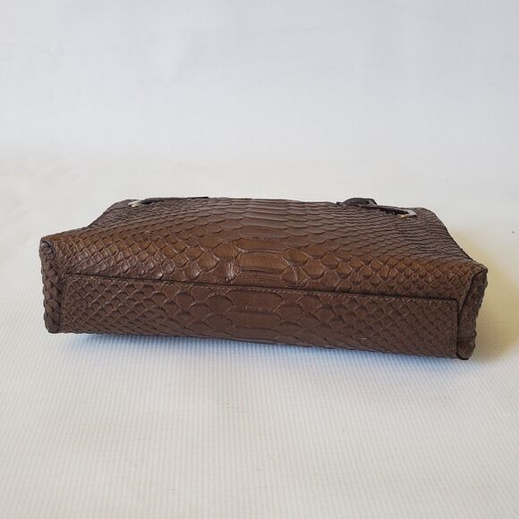 Coach Vintage Large Borough Python Embossed Leather Wristlet Clutch Zip Preppy - Picture 7 of 12